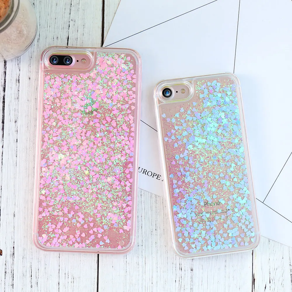 KISSCASE Bling Течет Glittery Блестки Жесткий PC Обложка Чехол Для Iphone 6 S 7 Плюс Роскошный