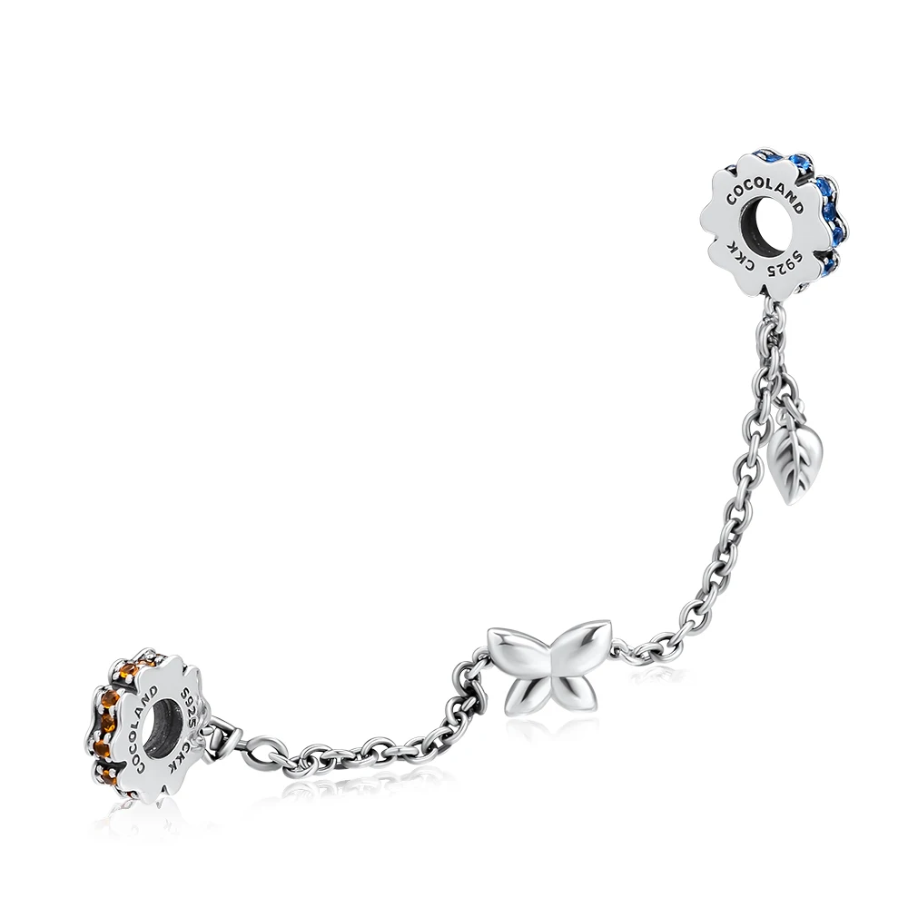 Beads fit for Pandora Bracelets Wildflower Meadow Safety Chain charms 100% 925 Sterling Silver Jewelry Free Shipping | Украшения и