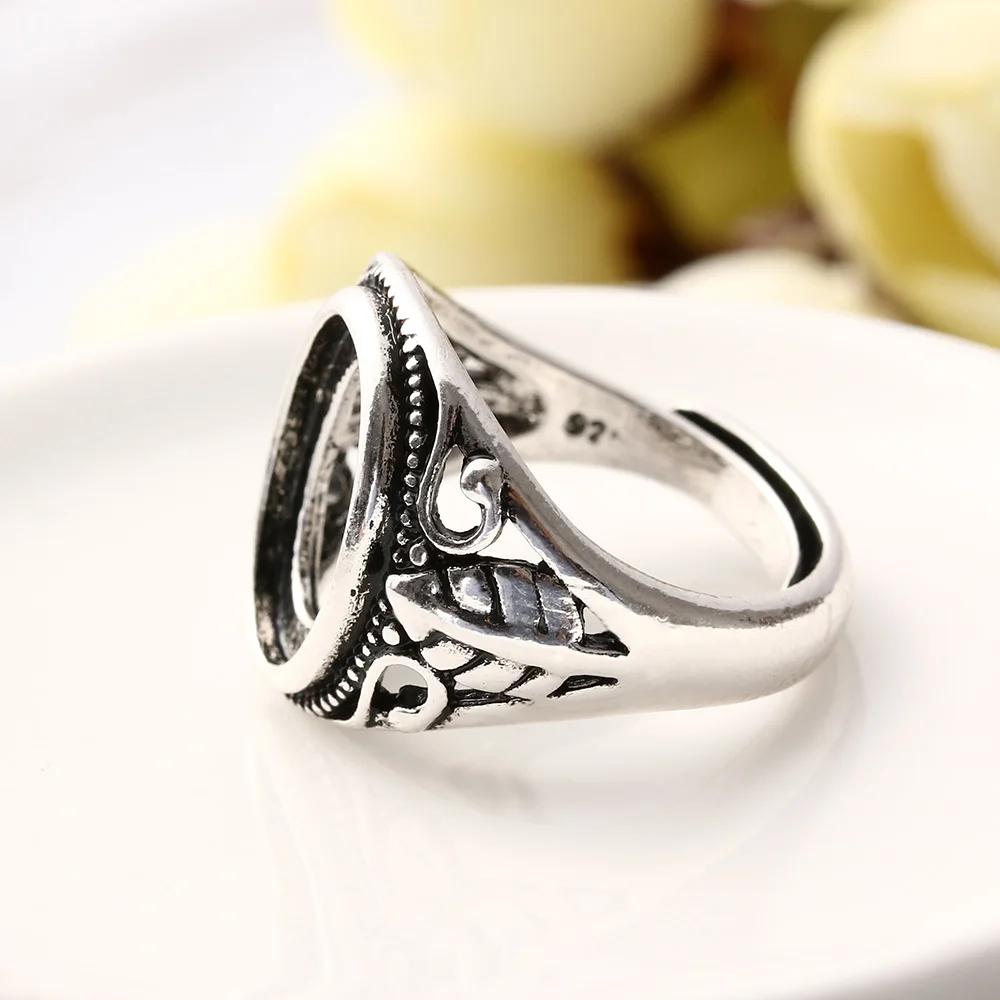 Овальное кольцо с регулируемой инкрустированной воском 1 шт. сделай сам Янтарное - Фото №1