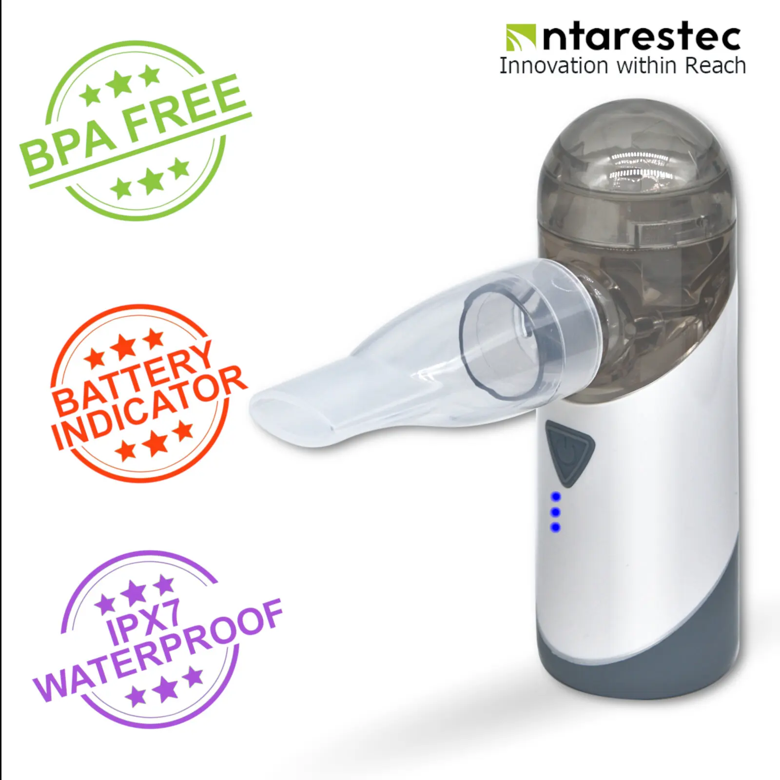 Antarestec PA20 портативный небулайзер перезаряжаемый с индикатором батареи Водонепроницаемый для взрослых детей астма COPD