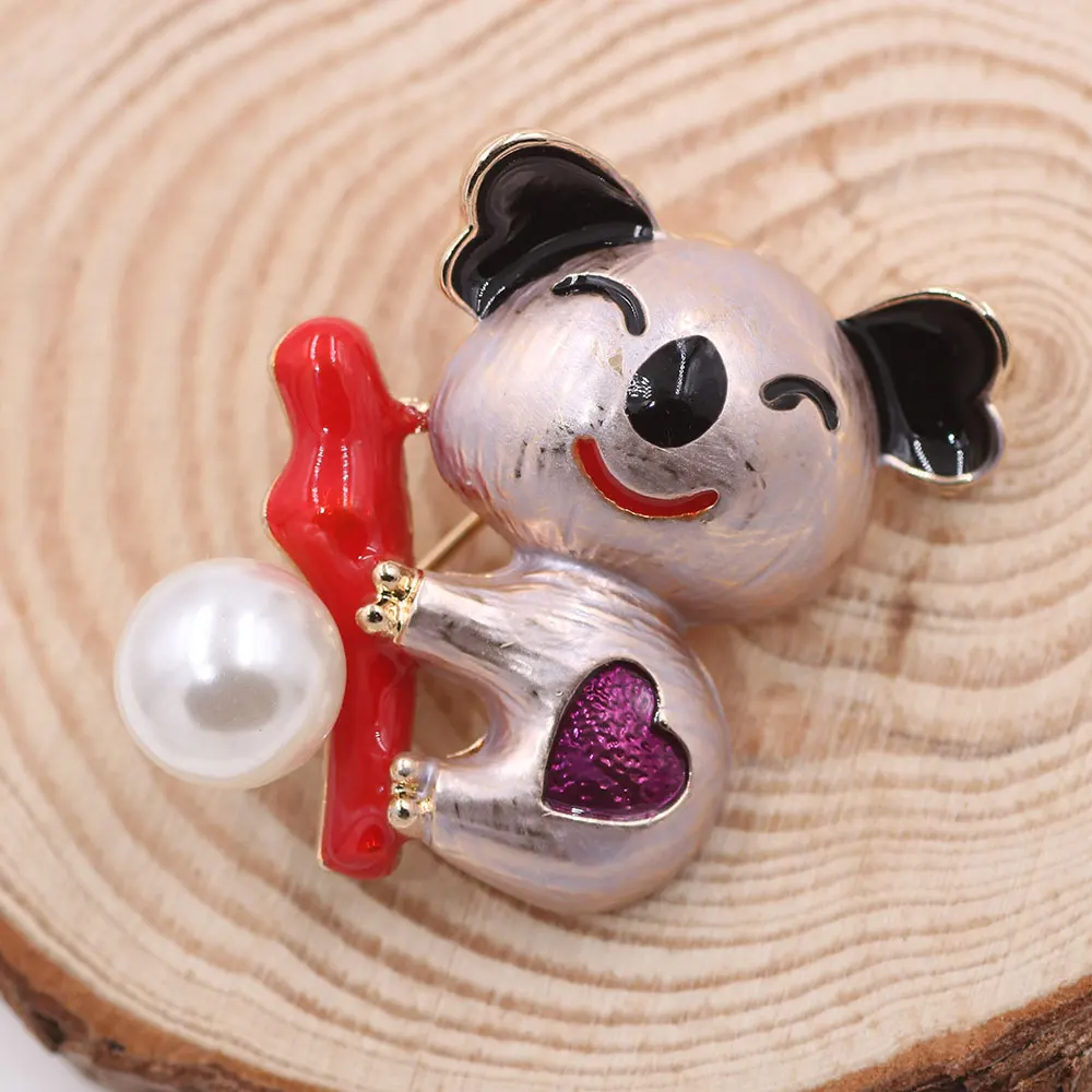 PULATU Милая брошь из енота булавки для женщин сплав металл эмаль мужчин и детей