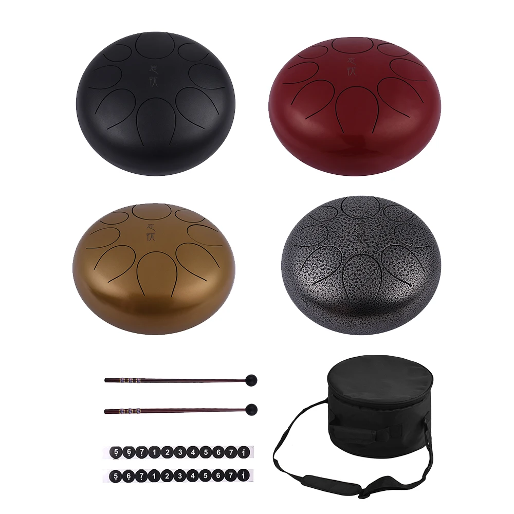 10 дюймов Сталь язык барабан Handpan барабана ручной с барабанные палочки сумка для
