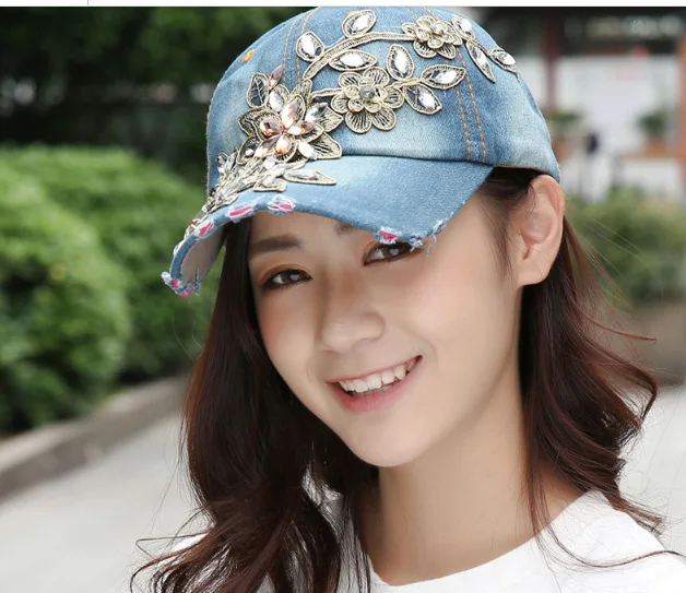 LGFD772B женские бейсболки с цветочными стразами для самостоятельного