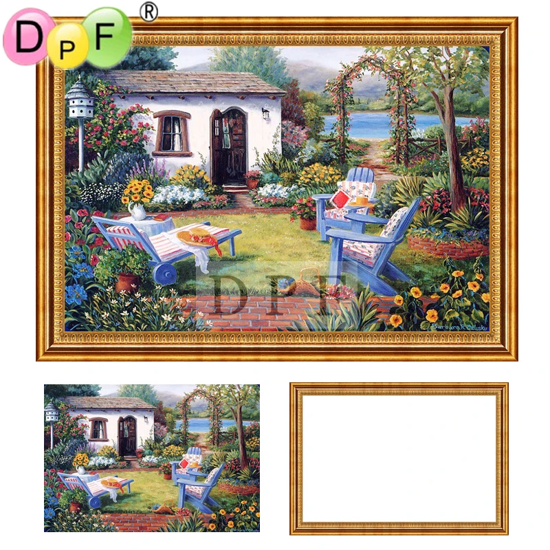 Набор для алмазной вышивки DPF задний двор 5d Круглая Полная алмазная живопись