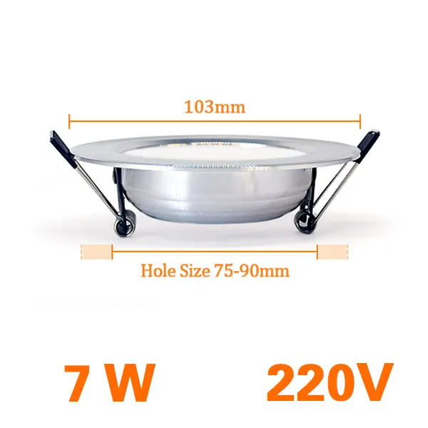 7W 220V Светодиодный потолочный светильник, серебристый, 3 Вт, 5 Вт, 7 Вт, 9 Вт, 12 Вт, 15 Вт, 18 Вт, теплый белый/холодный белый, яркий серебристый светодиодный светильник, AC 220 В, 230 В, 240 в, 110 В - Испускаемый цвет: 7W 220V