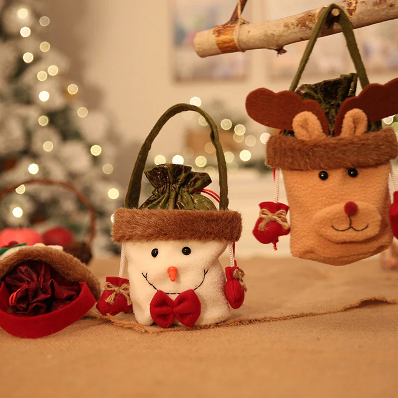 3 Types Chrismas Santa Claus Kids Candy Gift Bags Handbag Pouch Wedding Sack Present Bag Christmas Decoration Cute | Дом и сад