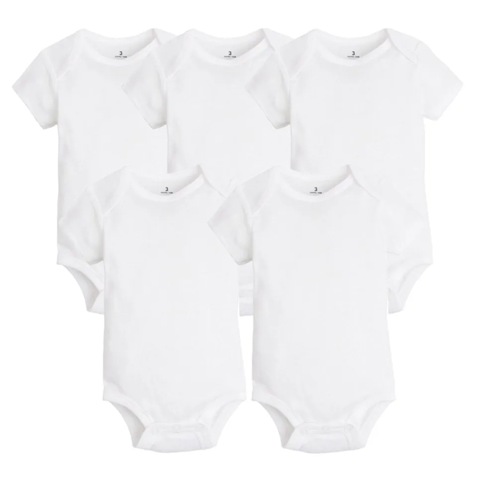 5 PCS/LOT Newborn Baby Clothing 2018 Summer Body Baby Bodysuits 100% Cotton White Kids Jumpsuits Baby Boy Girl Clothes 0-24M