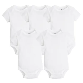 5 PCS/LOT Newborn Baby Clothing 2018 Summer Body Baby Bodysuits 100% Cotton White Kids Jumpsuits Baby Boy Girl Clothes 0-24M 1