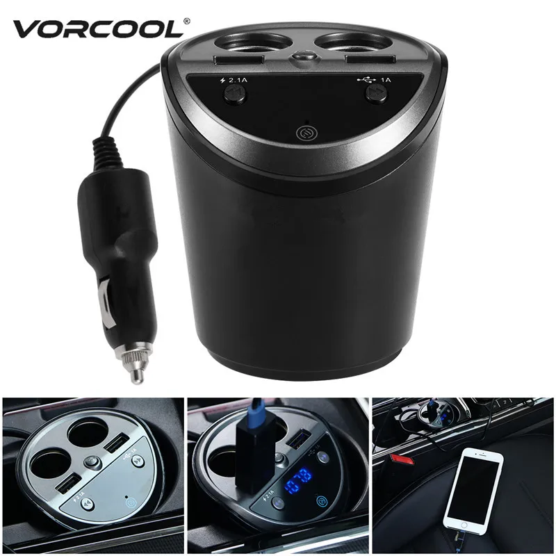 VORCOOL Авто прикуриватель адаптер зарядного устройства с двойным USB Bluetooth Hands Free fm-передатчик для телефона MP3 зарядное устройство адаптер