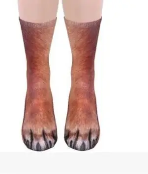 100pairs/lot fashion european style New 3D Print Adult Animal Paw Socks Unisex Crew Cat woman man fashion animal socks