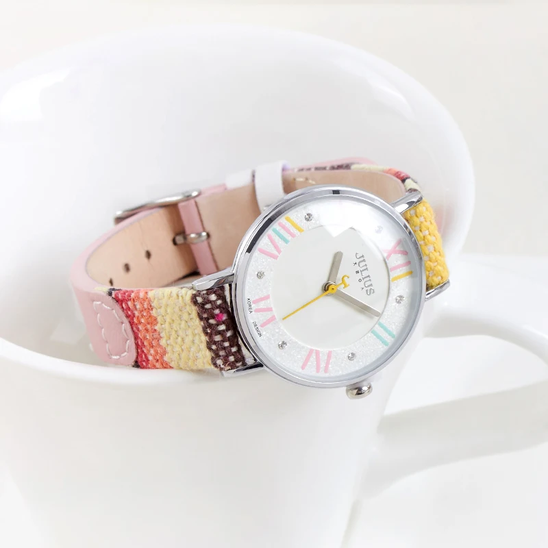 Bohemia Tweed Drama Julius Women's Watch Japan Quartz Hours Clock Fine Fashion Dress Leather Bracelet Girl Birthday Gift Box 924 |