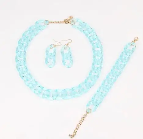 blue as photo shown Крупная акриловая цепочка, длинное ожерелье, богемное летнее пластиковое прозрачное ожерелье с цепочкой и подвеской, Женские Ювелирные изделия - Окраска металла: blue as photo shown