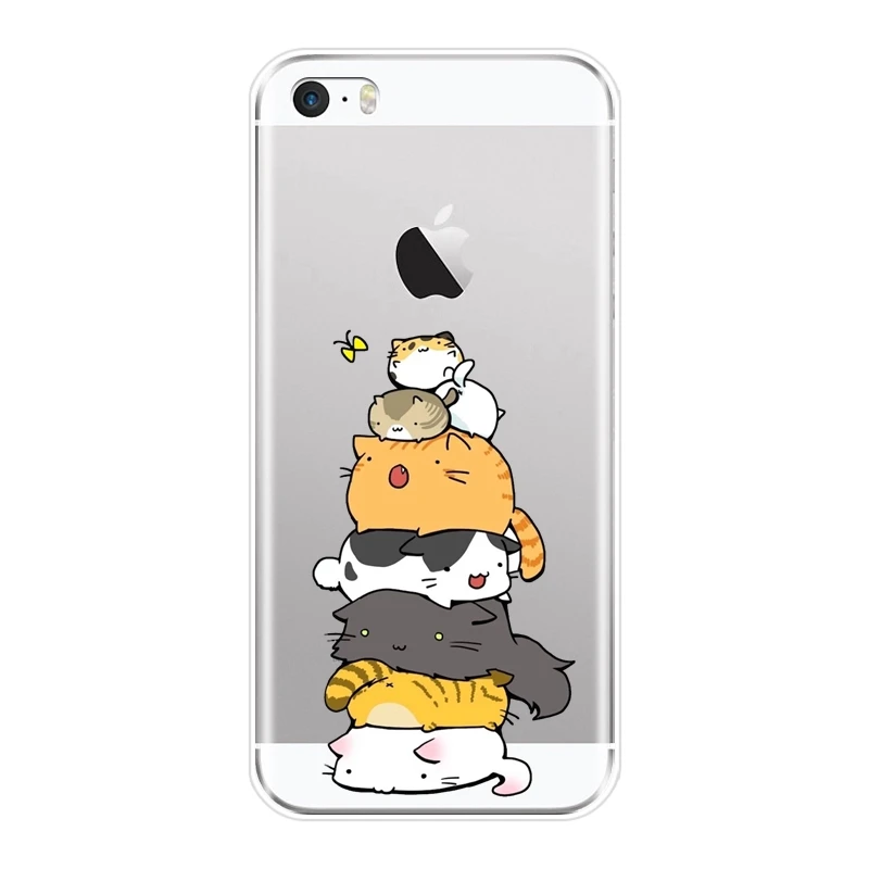 Чехол для телефона из тпу iPhone 5C 5S SE 5 S Kawaii Cat Japan Cute Cartoon Funny Girl мягкая силиконовая