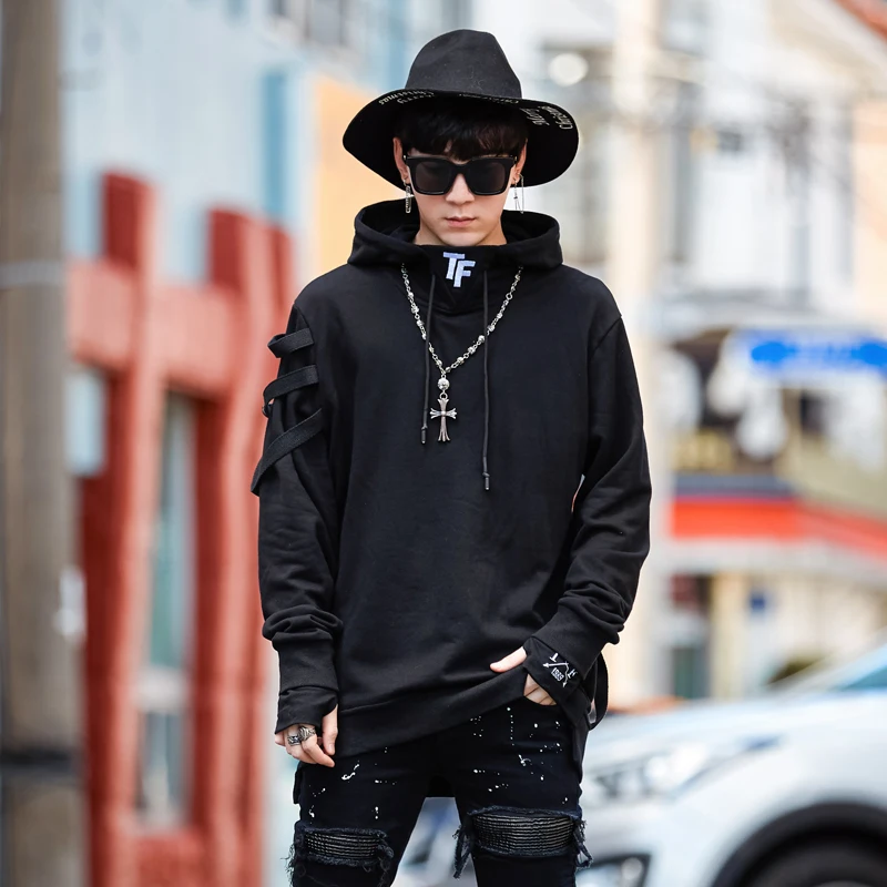 Ночь развлечения Для мужчин t Место DJ стандарт отправки экземпляров Chao Мужская мода личность лента плетенная под паром дизайн Для мужчин предохранитель одежда с капюшоном