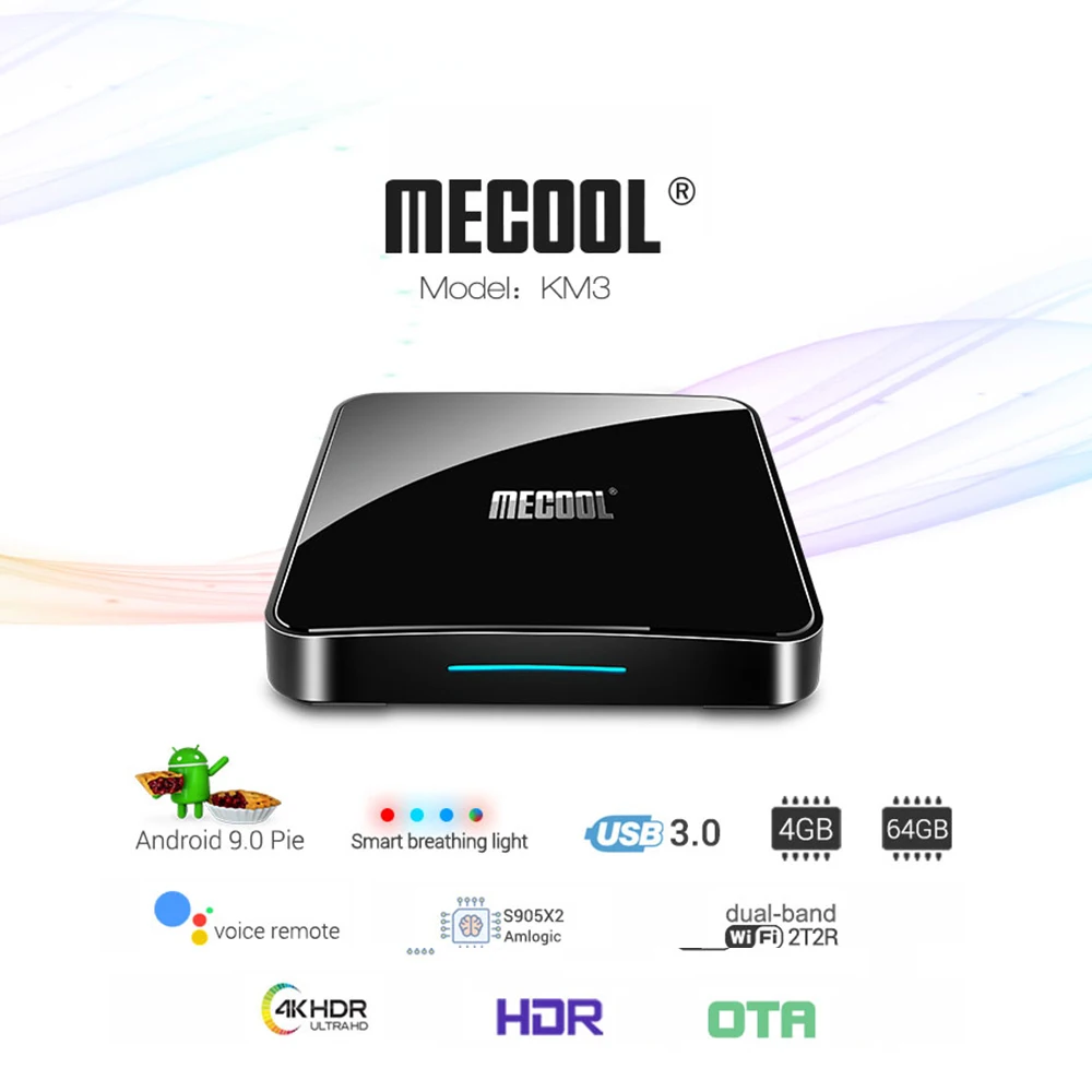MECOOL KM3 ТВ Android tv Google Сертифицированный Android 9,0 ТВ приставка 4GB64GB Amlogic S905X2 4K 2.4G5G двойной Wifi ТВ приставка BT 4 ТВ приставка