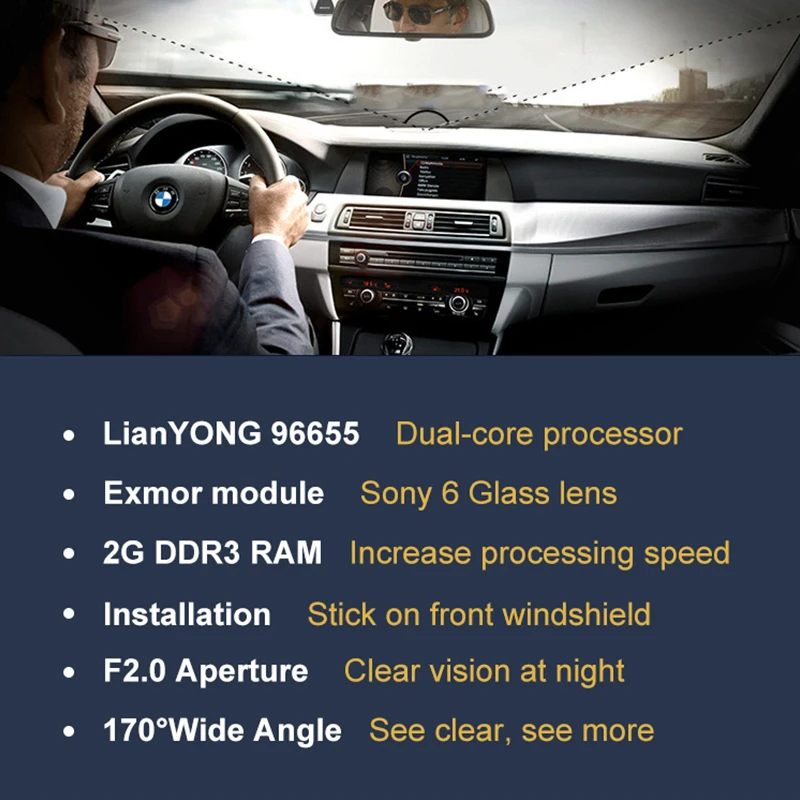 1080P hd Wi Fi 170 градусов Широкий формат объектив Автомобильный Камера автомобильные