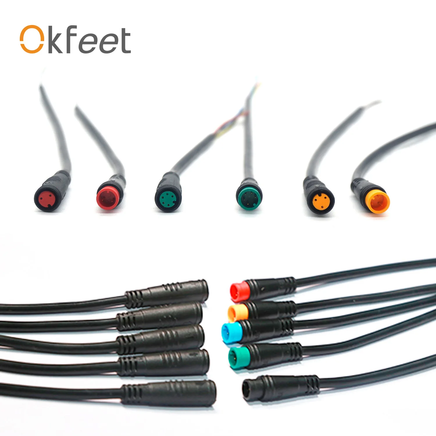 Okfeet Julet 2pin3pin4pin5pin6pinводонепроницаемый Кабельный соединитель для Ebike светильник дроссельной заслонки Ebrake дисплей детали для электровелосипеда удлиняющий кабель