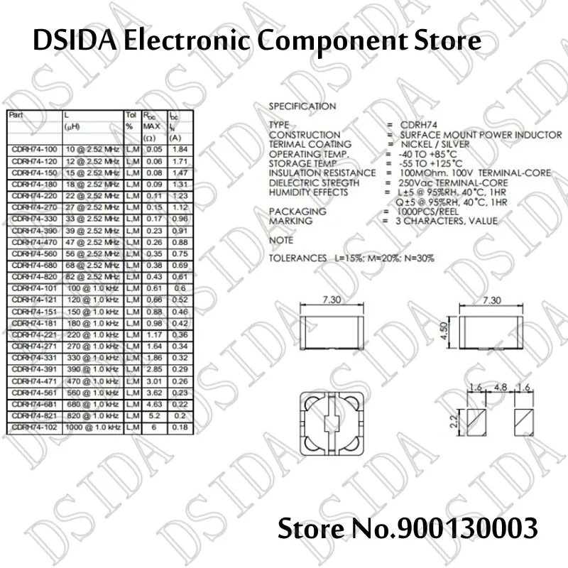 20 шт Индуктор CD74R Мощность Индуктивности SMD 7*7*4 мм 2.2UH 3.3UH 4.7UH 6.8UH 10UH 15UH 22UH 33UH 47UH 68UH 100UH 150UH 330UH 470UH