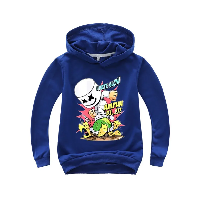 Marshmello из хлопка для мальчиков и девочек толстовки с капюшоном костюм пуловером футболка длинными рукавами