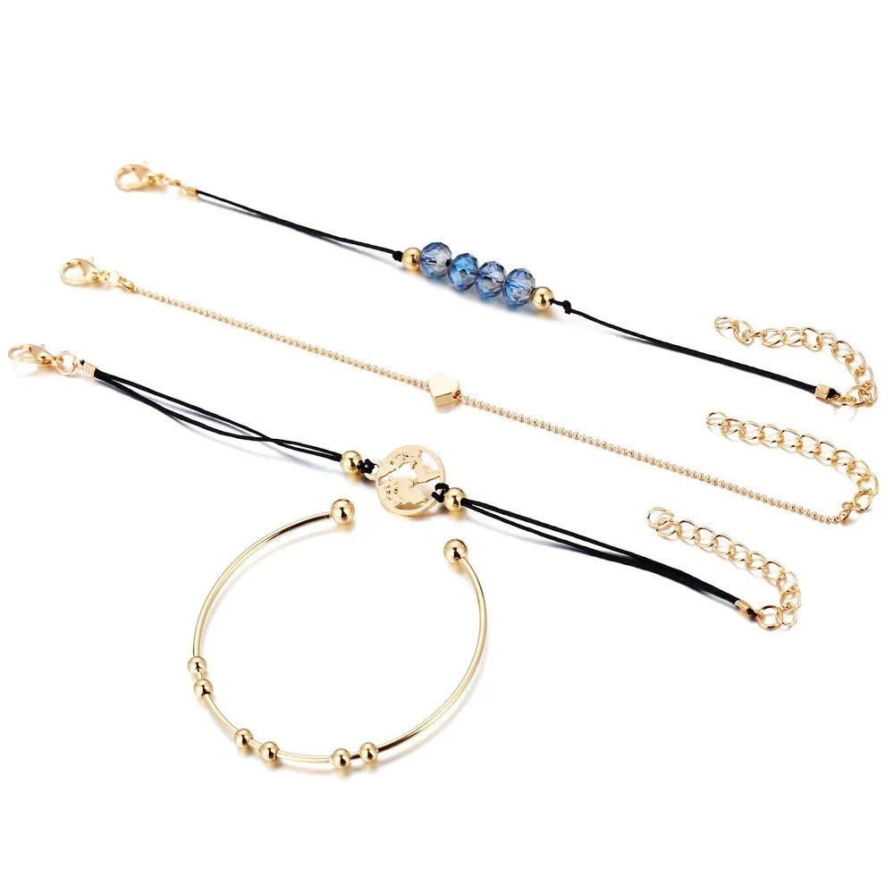 Женский браслет с кристаллами Boho украшенный бусинами 4 шт. ювелирное изделие в