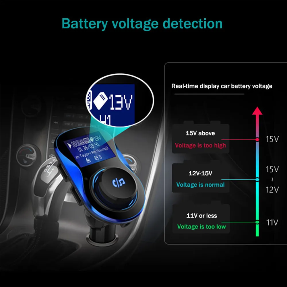 Fm-передатчик Bluetooth Автомобильный модулятор с Мощность переключатель Беспроводной автомобиля Mp3 плеер Поддержка TF карты 5 V 2.1A автомобильного телефона Зарядное устройство