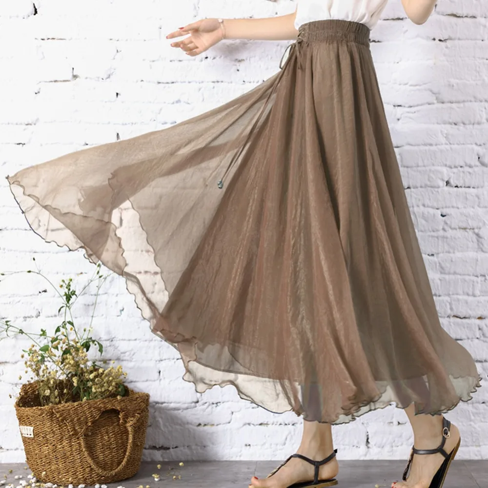 Edsplovd большая кромка металлическая нить шифон плюс размер юбка для женщин 2018 лето