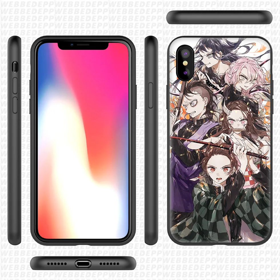 WEBBEDEPP Demon Slayer Kimetsu no Yaiba Мягкий силиконовый чехол для iPhone 11 Pro Xr Xs Max X или 10 8 7 6 6S Plus 5 5S