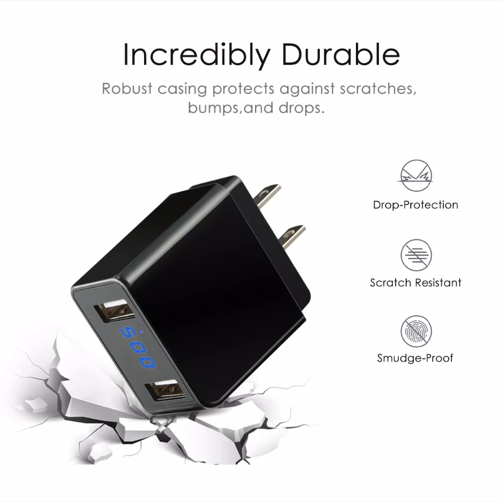 Универсальное зарядное устройство SOONHUA с двумя usb портами 5V2.4A дорожное настенное