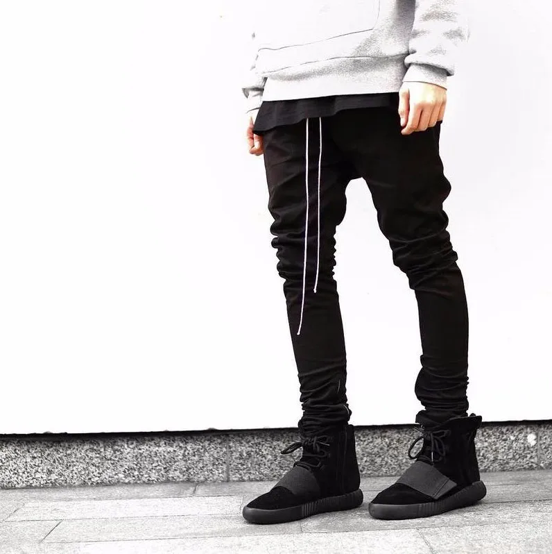 

Man Si Tun chinos joggers korean mens european urban clothing black kanye west justin bieber harem dress zipper track pants FOG