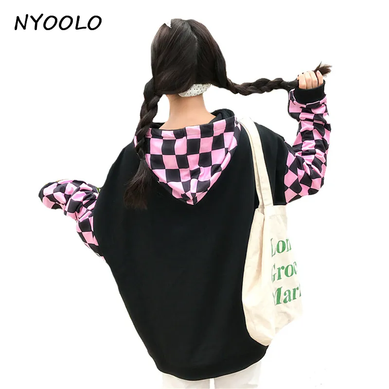 Уличная одежда NYOOLO топы в стиле хип-хоп пуловеры клетку с буквенным принтом