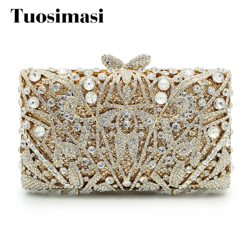 

2017 Luxury Gold Diamond Evening Bag Rhinestone Clutch Bag Women Small Banquet Hand Bag Wedding Bride Clutch Purse(88199A-PG)
