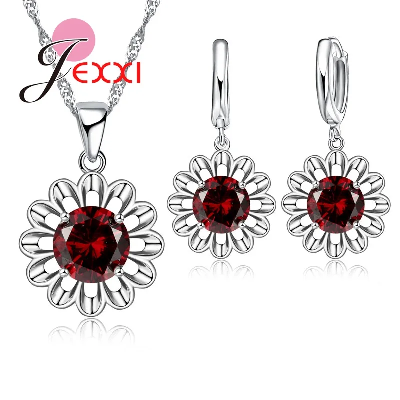 Набор ювелирных изделий из серебра 925 пробы со сверкающими кристаллами|silver jewelry