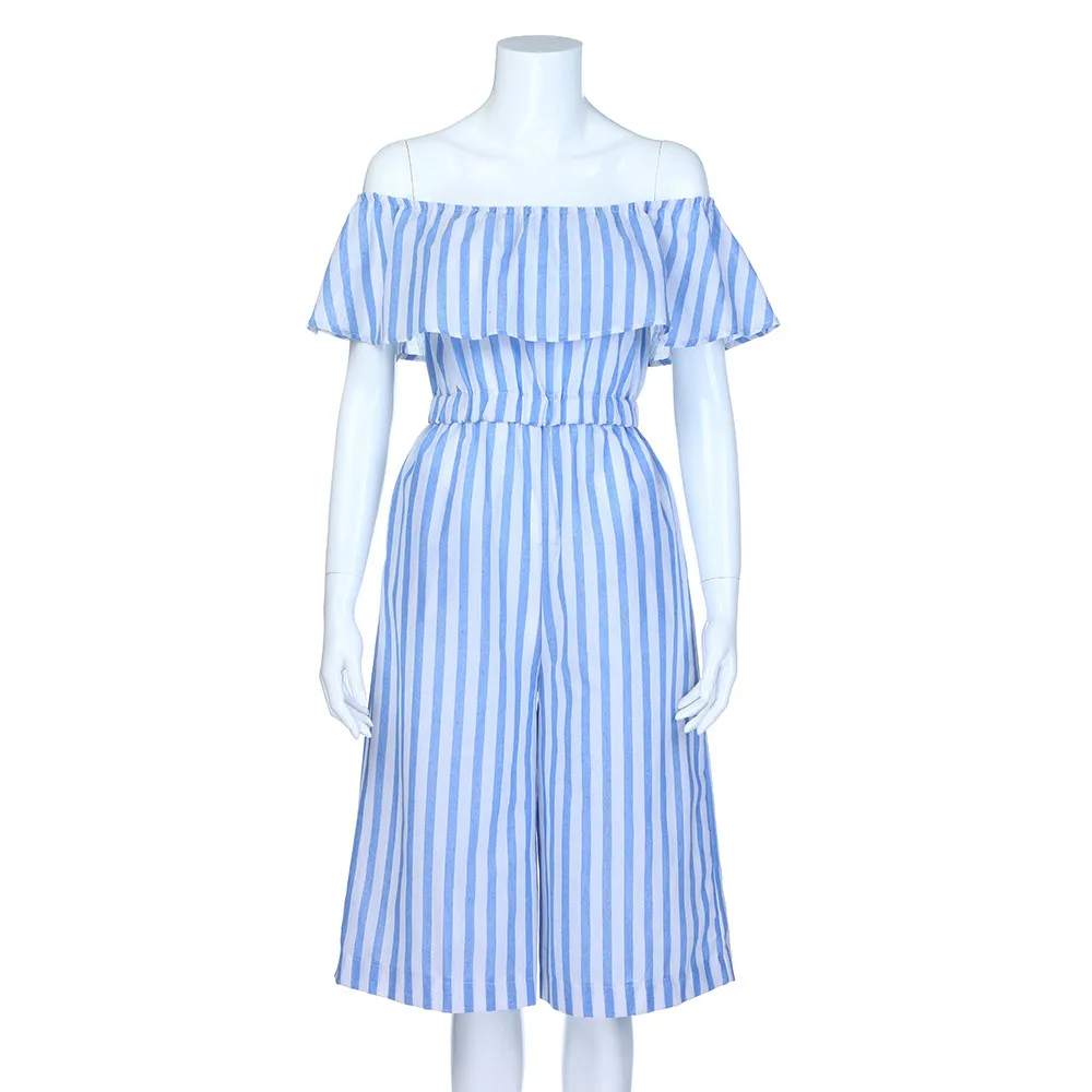 2019 Модные женские свободные полосатые длинные брюки с принтом комбинезон