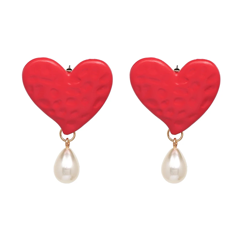 ZA жемчужные серьги-кольца для женщин большие круглые висячие серьги сердце Свадебные ювелирные изделия бижутерия - Окраска металла: 51239-RD