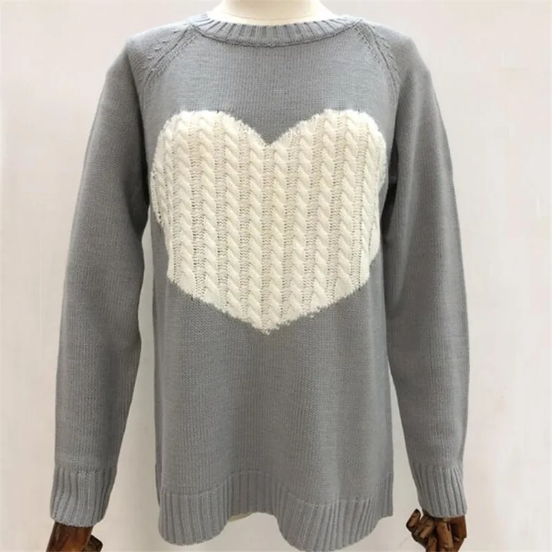 Гайавате для женщин принтом сердечки и милым вязаный свитер осень-зима с