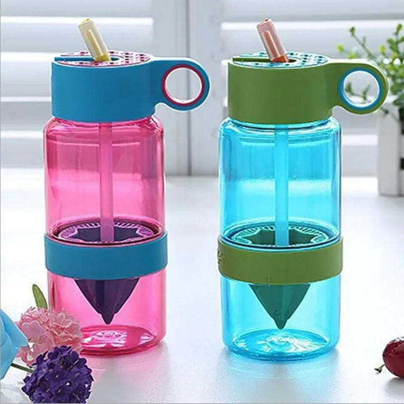 

Creative Children Juice Lemon Water Bottles Plastic Portable Straw Water Bottles Food Grade Beverage Juice Kettle