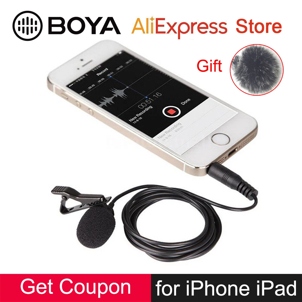 BOYA BY-LM10 телефон петличный микрофон всенаправленный конденсаторный для iPhone Android