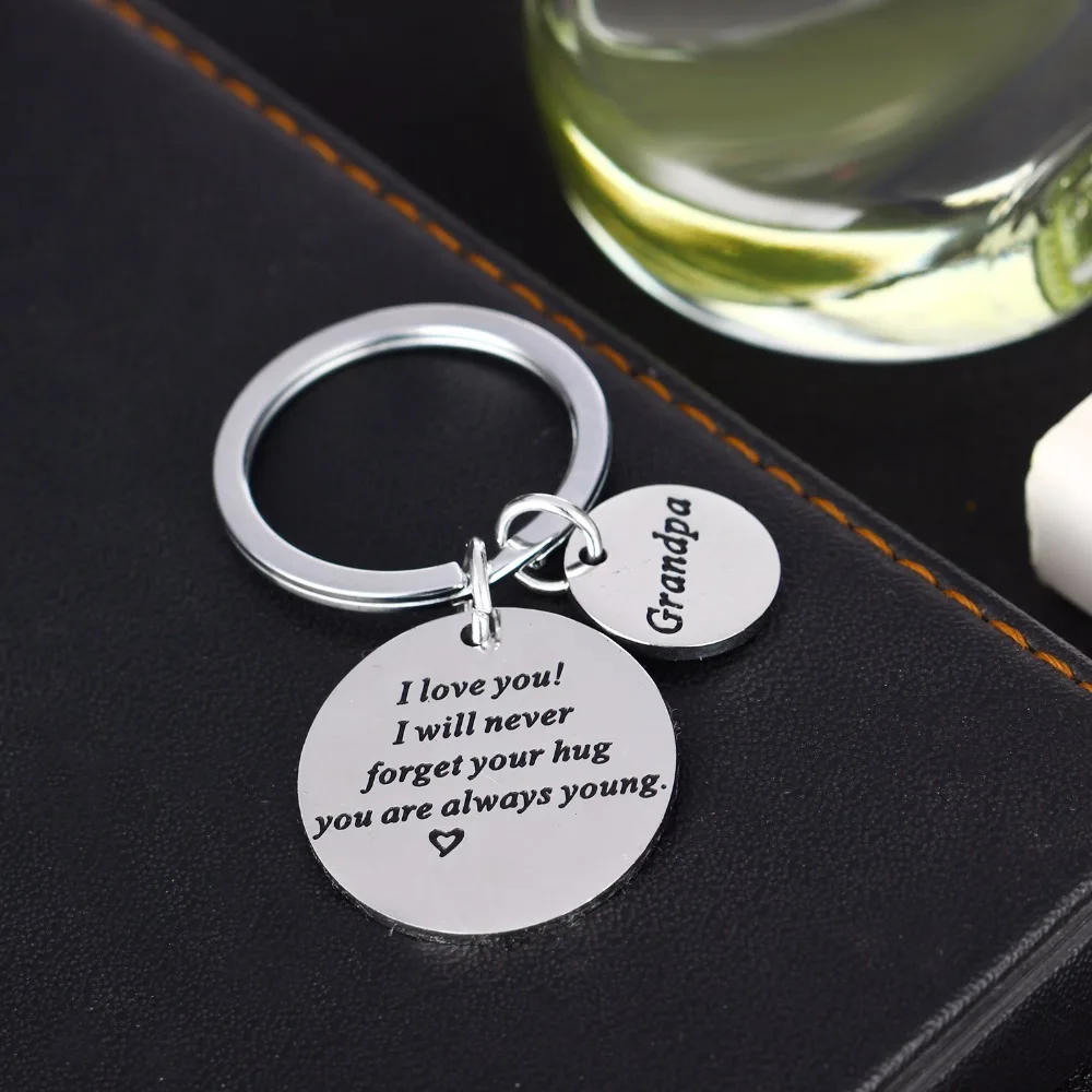 I Love You Grandpa Keychain Stainless Steel Gifs For Grandfather Family Keyring Key Chain Jewelry Pendant Charm Presents | Украшения и