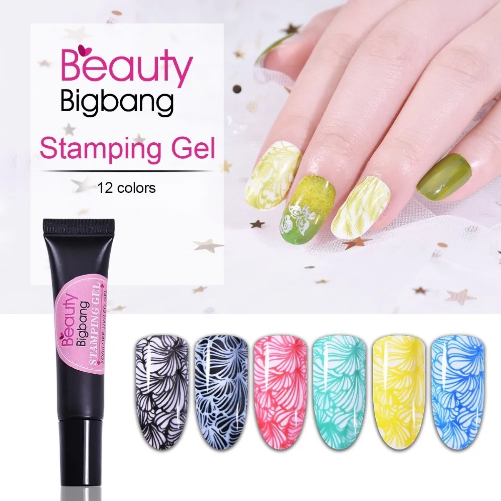 Beautybigbang штамповочный Гель лак 8 мл Красное Белое верхнее покрытие для ногтевого