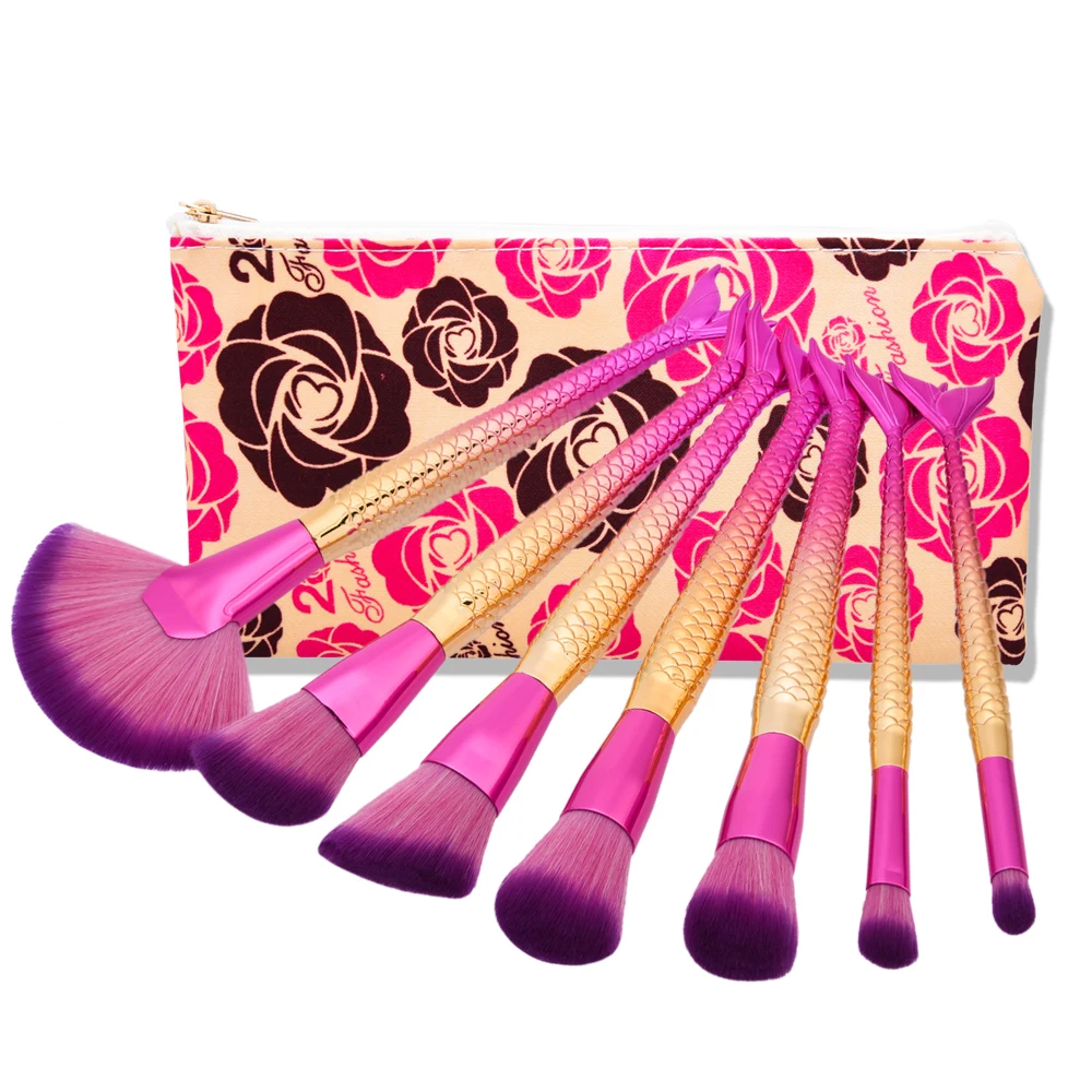 Набор кистей для макияжа Русалочки 7 шт./компл.|flat kabuki brush|blush brushkabuki brush |