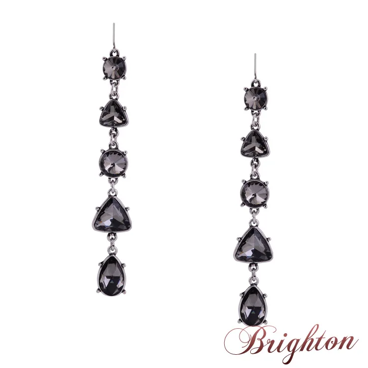 Women Fashion Luxury Noble Jewelry Silver Plated Shiny Crystal Statement Long Hook Dangle Earrings Bijoux | Украшения и