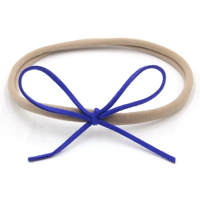 30Pcs/Lot New Faux Leather Bow Elastic Nylon Headband Knotted Hair Accessories Headwear Wholesale |