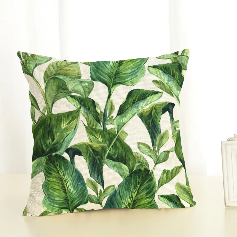 Наволочки с зеленым растением для украшения дома 45x45 декоративная бежевая