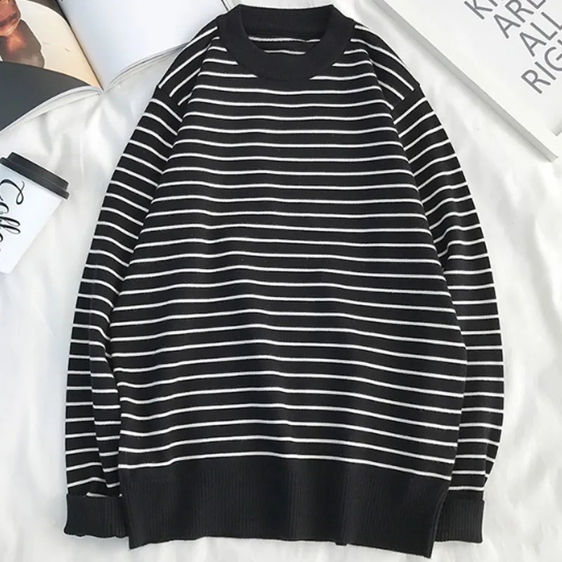 EXOTAO осень зима Для мужчин в полоску для девочек свитер с круглым вырезом и