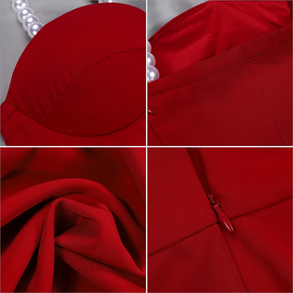 DressBird новые летние женские Комбинезоны элегантный жемчуг бисером красный