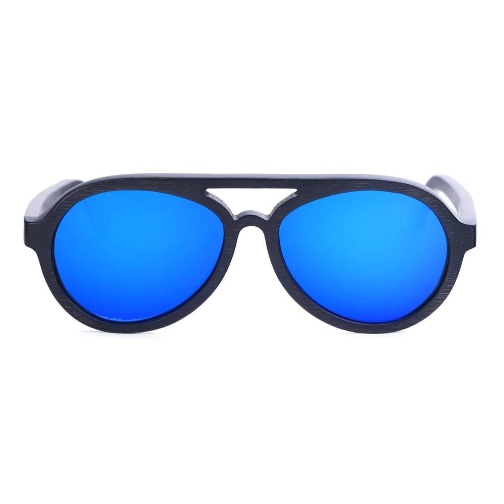 blue lense BerWer Новинка солнцезащитные очки черный бамбук поляризованные ручной работы бамбуковые wo мужские солнцезащитные очки мужские Gafas Oculos De Sol - Цвет линз: blue lense