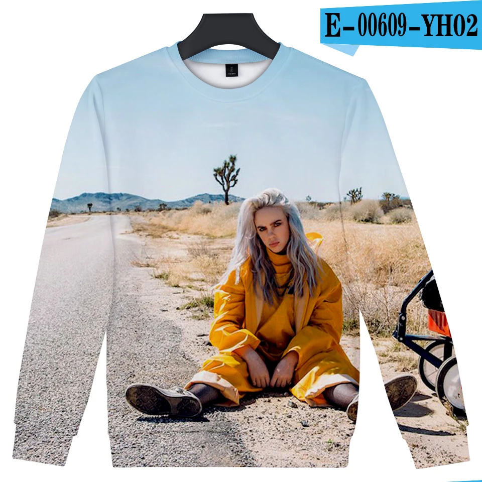 Женская/мужская одежда с 3D принтом Billie Eilish,, повседневные крутые летние толстовки с капюшоном в стиле Харадзюку, топы размера плюс 4XL - Цвет: YH02-1-1