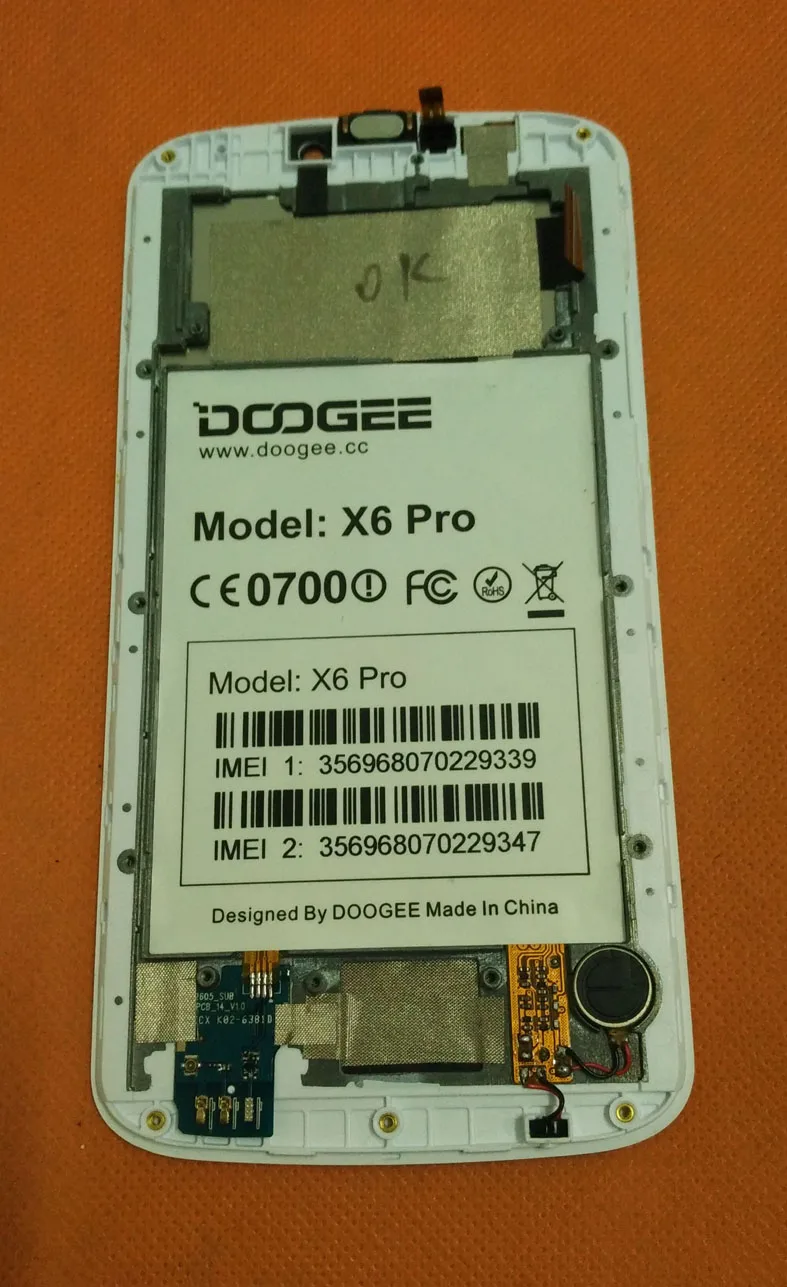 Б/у Оригинальный ЖК дисплей сенсорный экран Рамка Для Doogee X6 Pro MTK6735