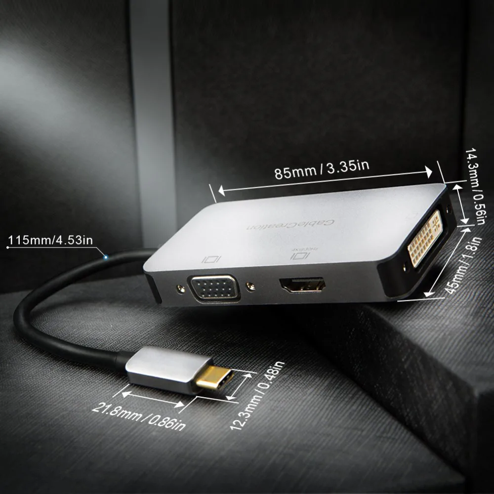 CableCreation USB C к HDMI-совместимый адаптер + DVI VGA Type (Thunderbolt 3) мультипорту UHD Hub |