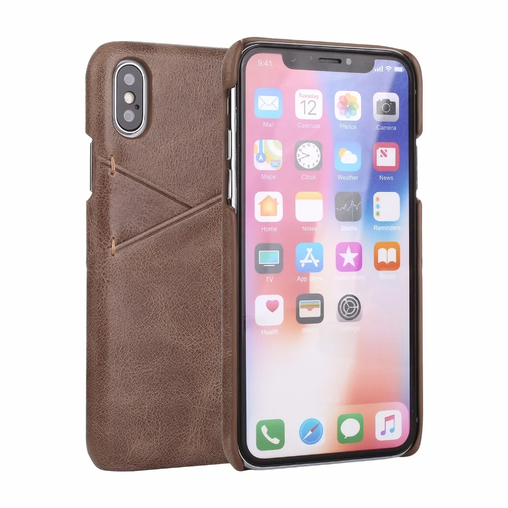 Для iphone Xs Чехол кожаный держатель карты Ультра Тонкий Натуральная кожа